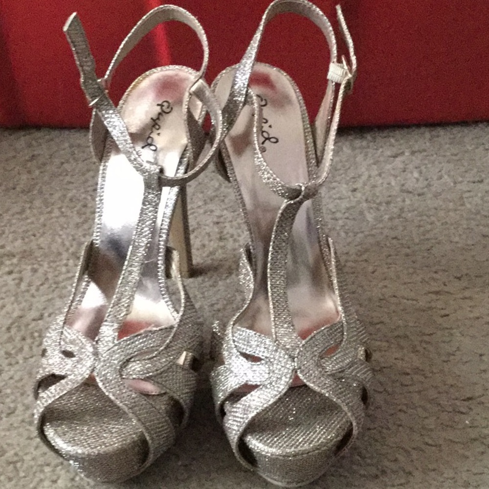 Gold sparkly heels